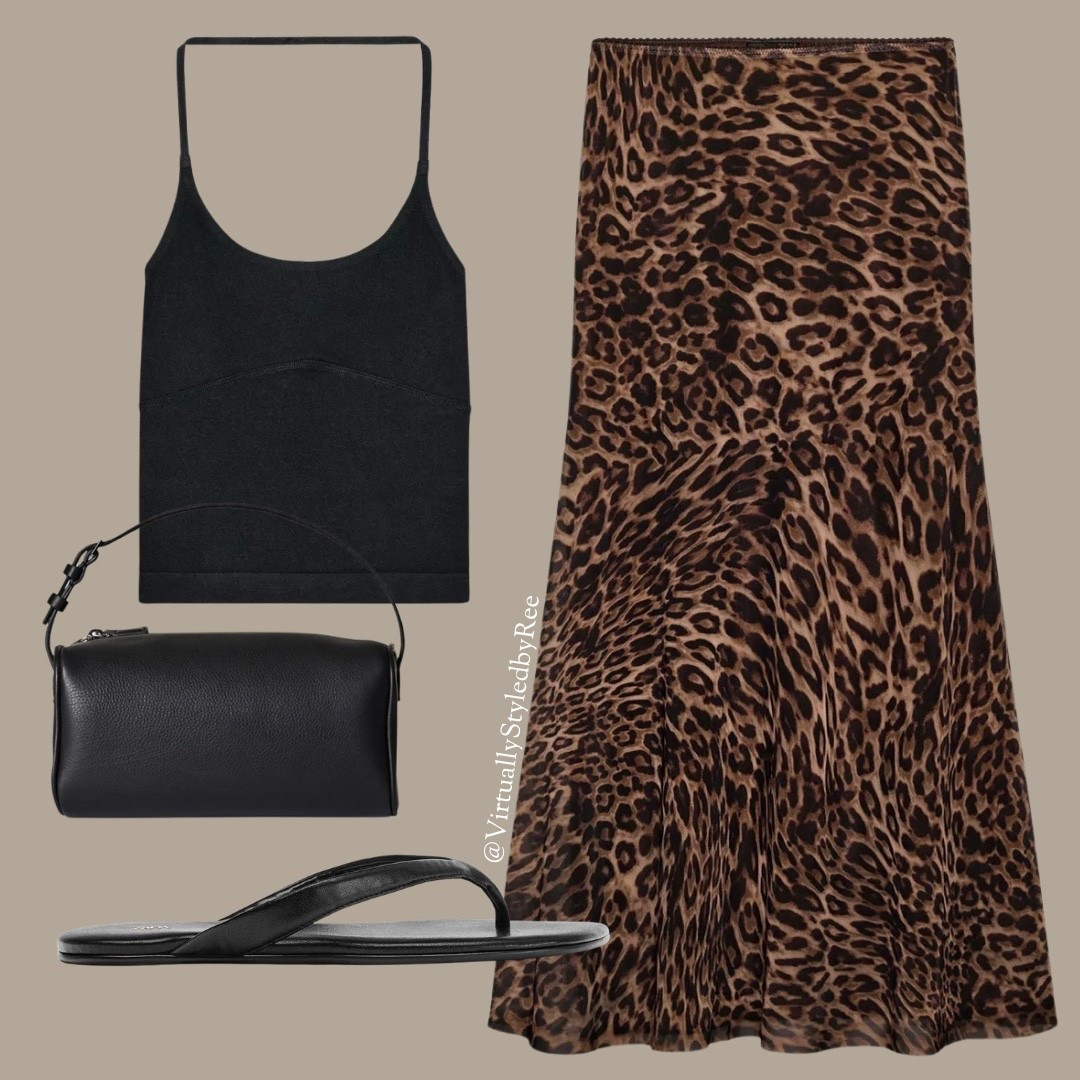 This combo 😍🖤🐆  

The perfect elevated basic: a sculpting black halter + a flowy leopard midi skirt (so flattering on every body type). I paired it with comfy everyday slides + a chic shoulder bag you’ll wear on repeat.  

✨ Easy day-to-night outfit  
✨ Mix of basics + statement = effortless style  
✨ Pieces you can wear 100 different ways   

#LTKStyle #LTKFinds #LTKSaleAlert #CapsuleWardrobe #EffortlessOutfits #TrendingStyle

#LTKsummer #LTKspring #LTKuk
