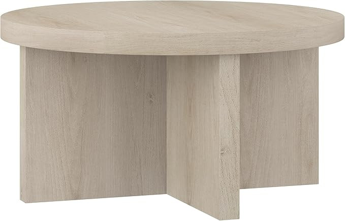 Henn&Hart 33" Round Pedestal Low-Profile Coffee Table for Living Room, Family Room, Office or Apa... | Amazon (US)