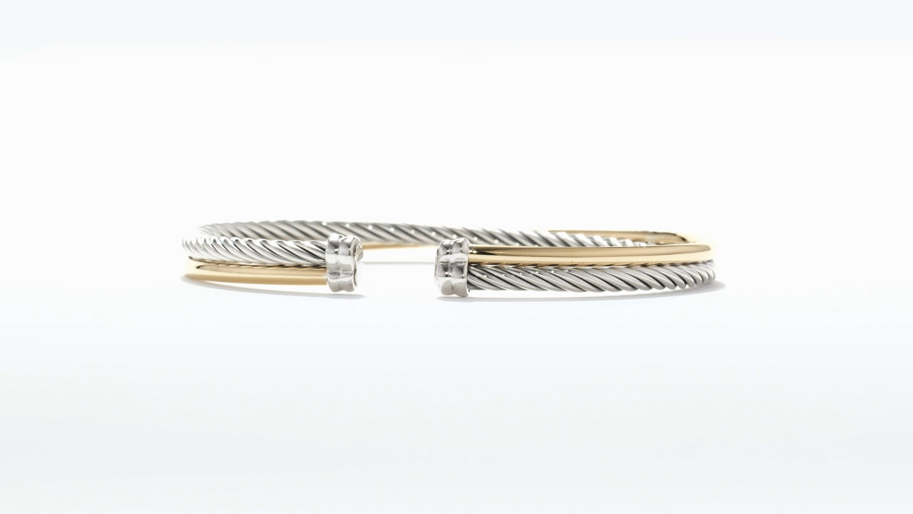 Crossover Bracelet in Sterling Silver with 18K Yellow Gold, 3mm | Nordstrom