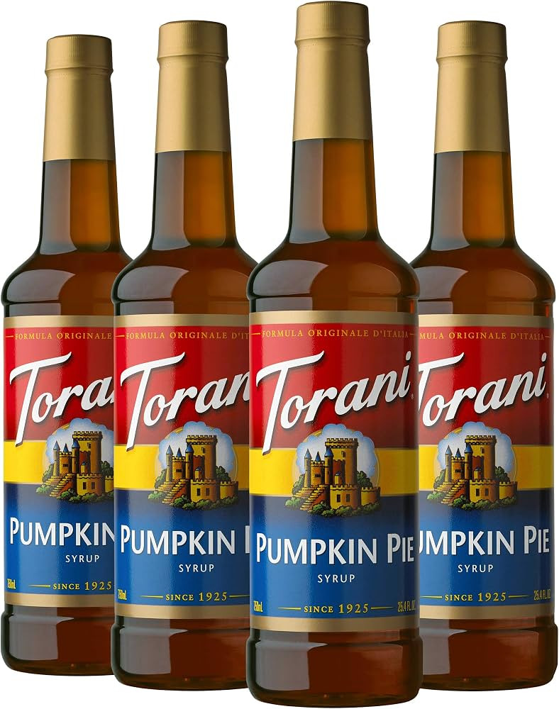 Torani Pumpkin Pie Flavored Drink Syrup, 25.4 fl oz, 4 Pack | Amazon (US)