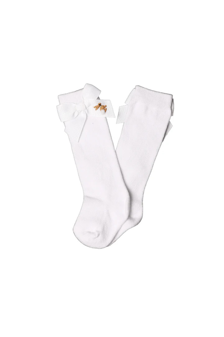 Embroidered Bunny Bow Socks | The Smocked Flamingo