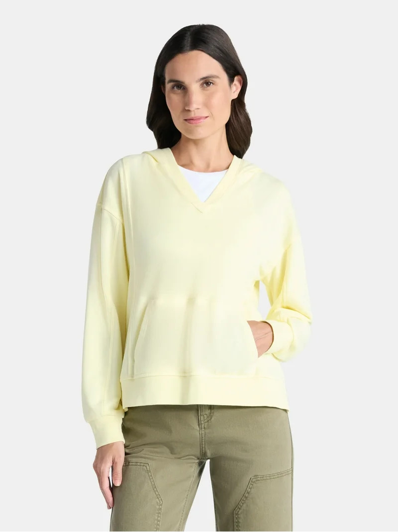 Time and Tru Women's Split Neck Hoodie, Sizes XS-3XL | Walmart (US)