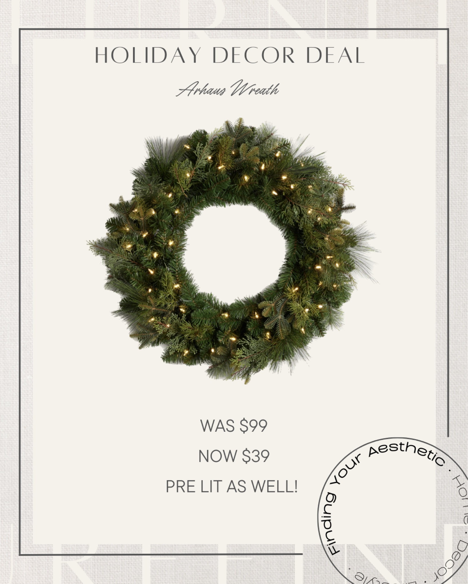 Amazing deal on this designer mixed green holiday wreath that is pre-lit as well! Now only $39....this will sell out at this price. 

Arhaus decor // holiday decor // holiday decor sale // affordable Christmas // affordable wreath // realistic wreath // wreath for front door 

#LTKsalealert #LTKHoliday #LTKSeasonal