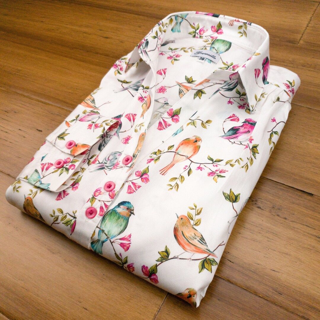 Grenouille Ladies Long Sleeve Colourful Bird Print Blouse - Etsy UK | Etsy (UK)