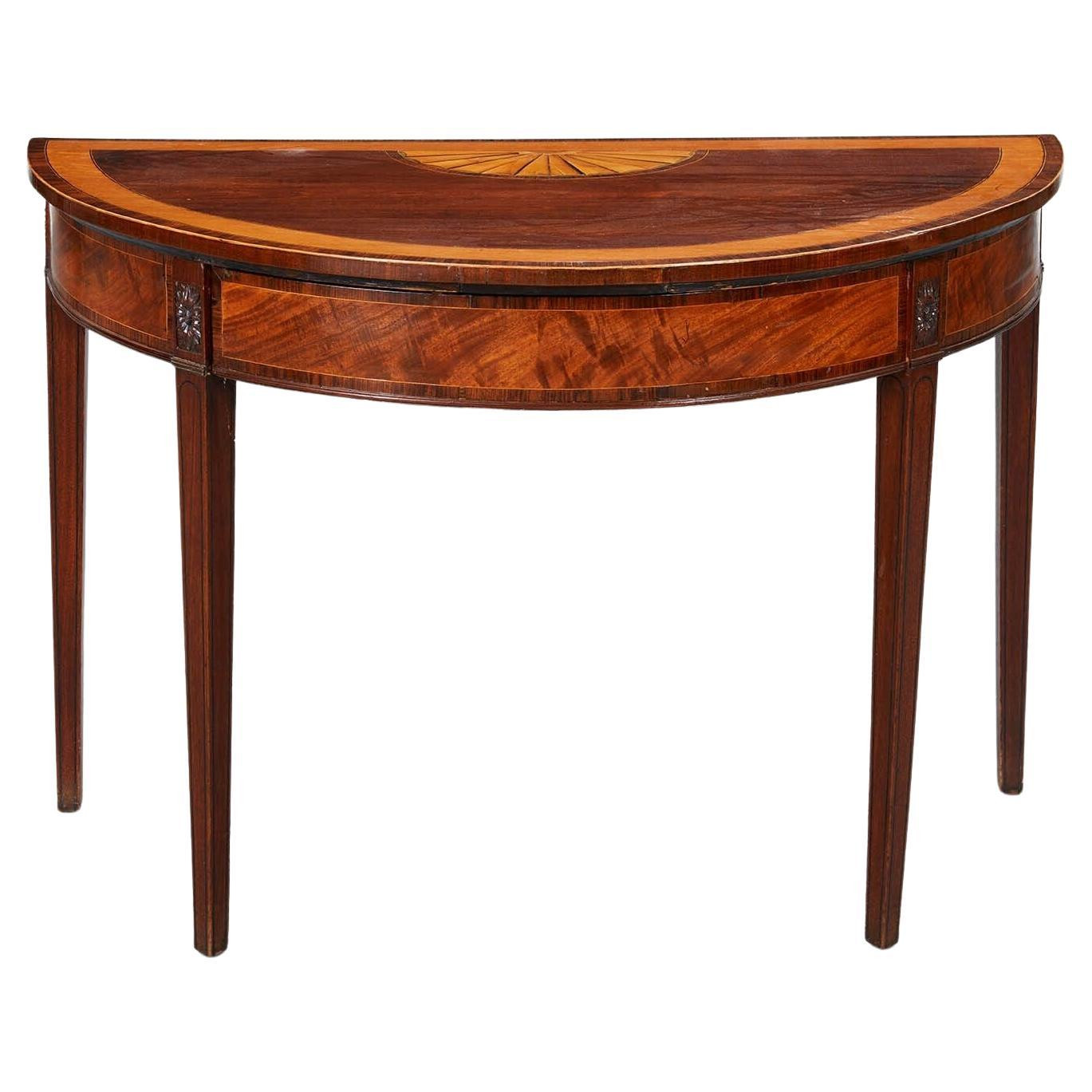 Georgian Inlaid Demilune Table | 1stDibs