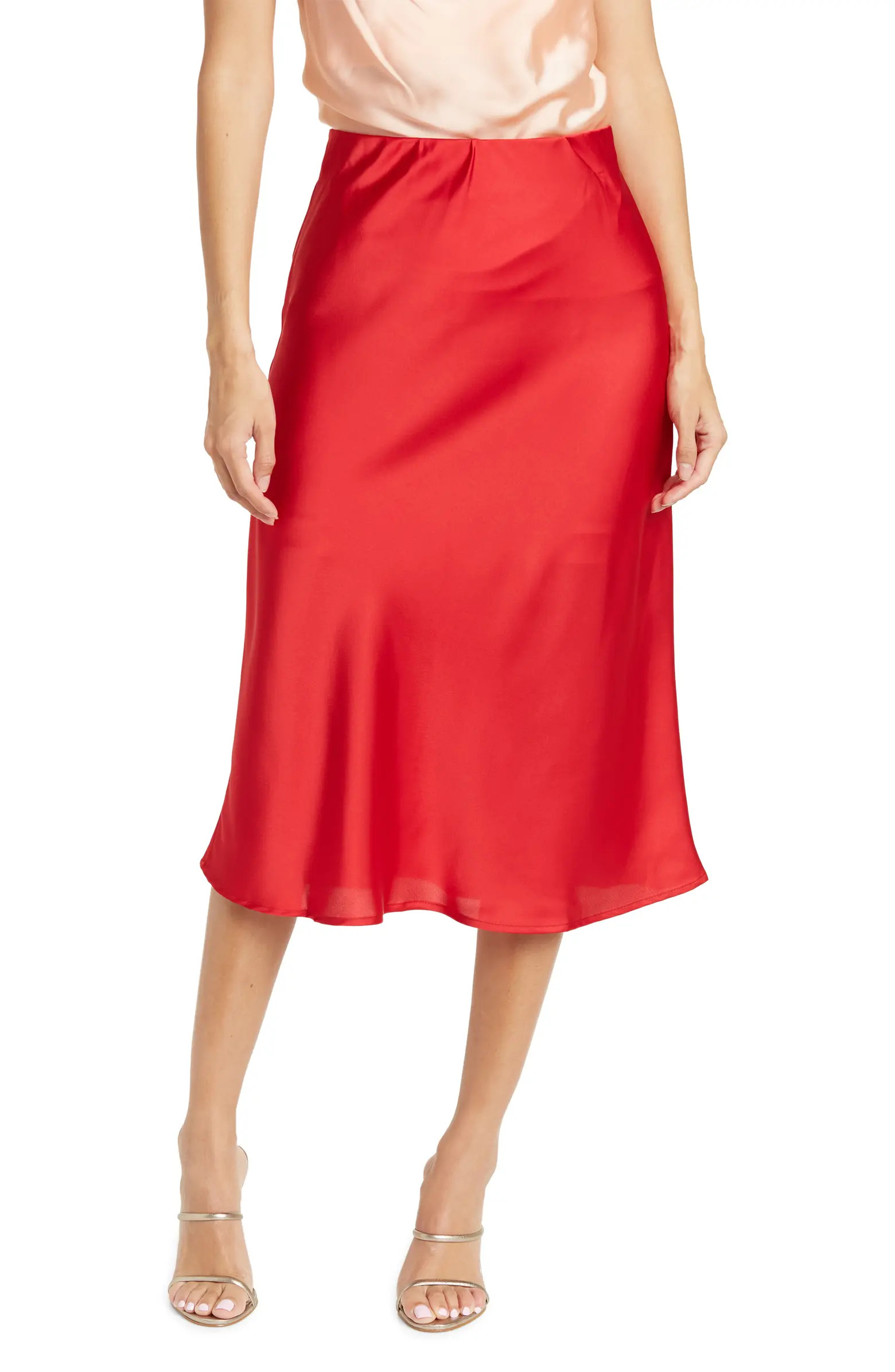 Renee C Solid Satin Midi Skirt | Nordstromrack | Nordstrom Rack
