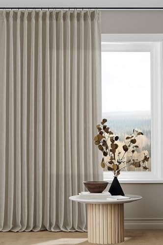 102 Inch Long Curtains Pinch Pleat Linen Curtains for Living Room Bedroom 2 Panels Tan Brown Burl... | Amazon (US)