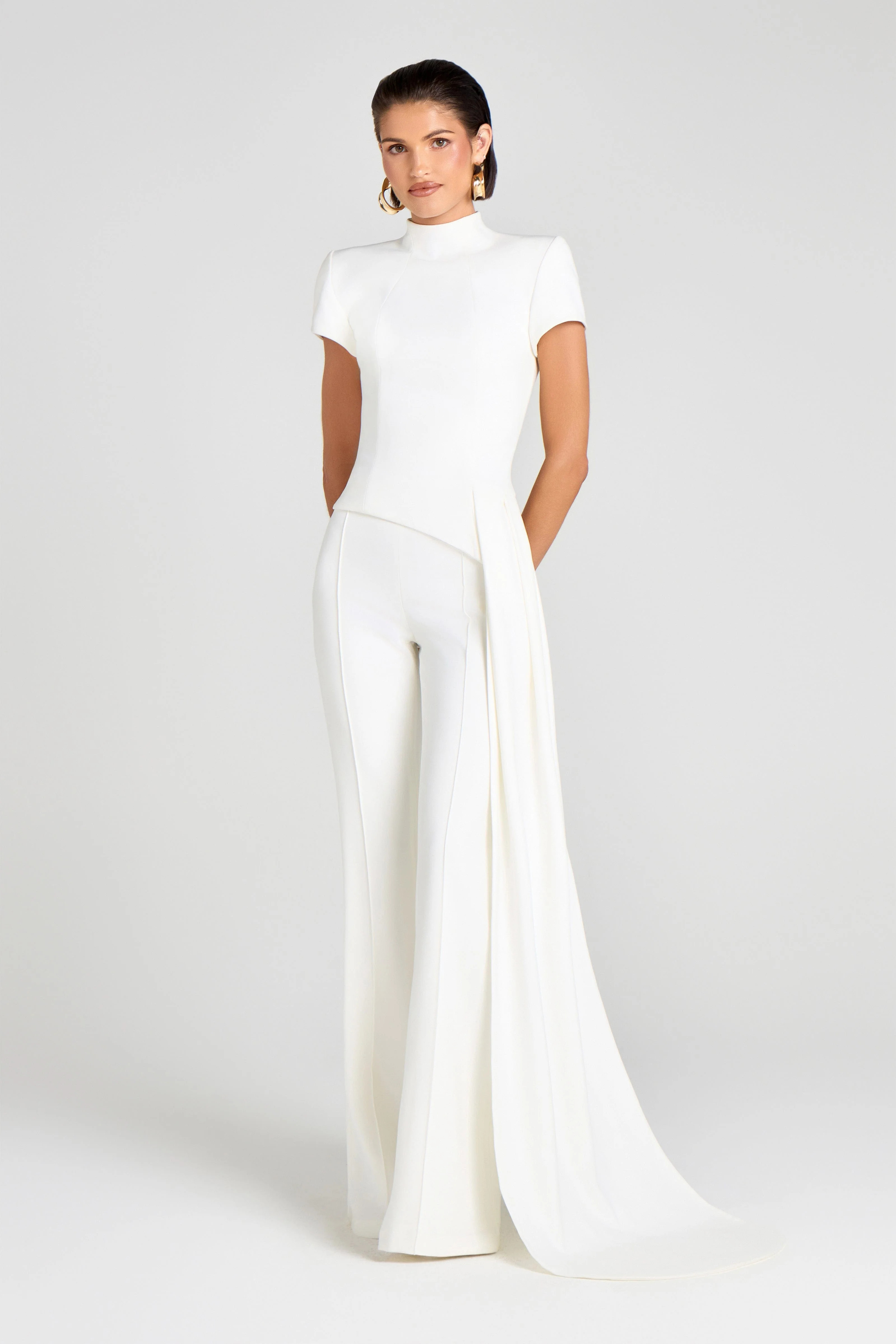 Pippa White Asymmetric Top | NADINE MERABI | Nadine Merabi