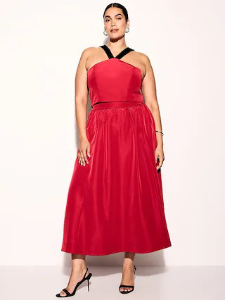 The Occasion by Old Navy High-Waisted Taffeta Midi Skirt | Old Navy (CA)