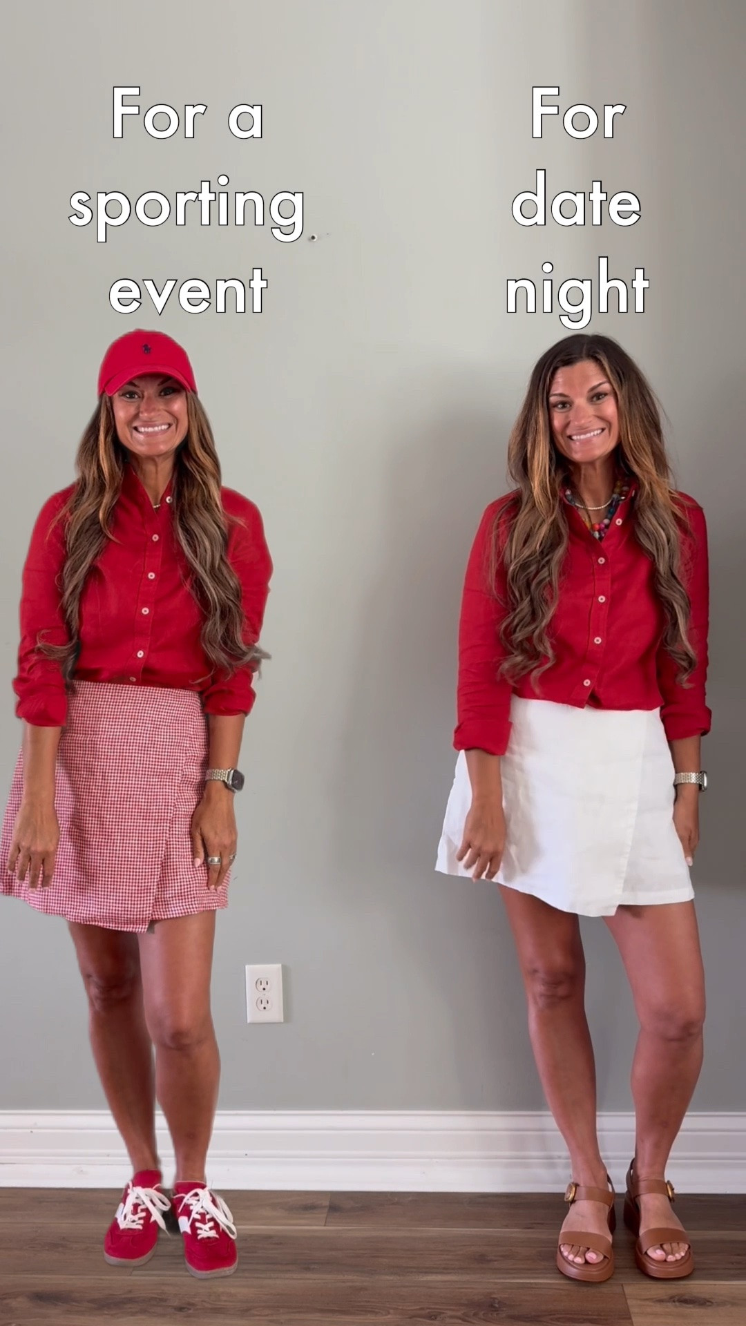 How to style a red button down for game day or date night