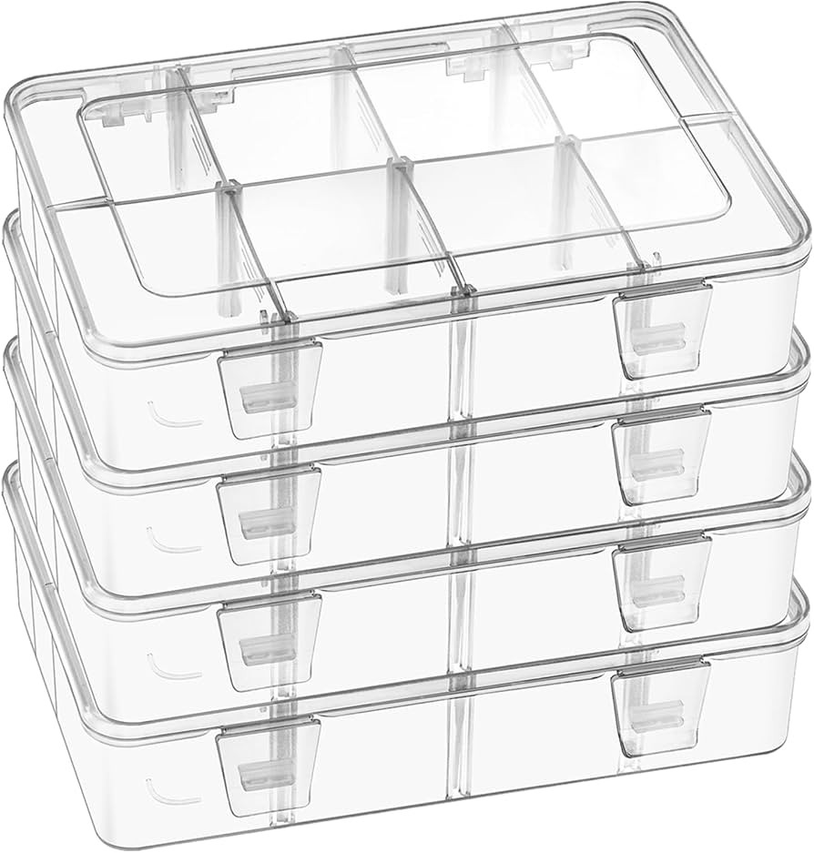 4 Pack 8 Grids Bead Organizer and Small Parts Storage Tackle Boxes | Amazon (US)