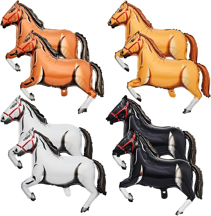 8 Pieces 30 Inches Inflatable Horse Balloons Aluminum Foil Blow up Horse Party Decoration Western... | Amazon (US)