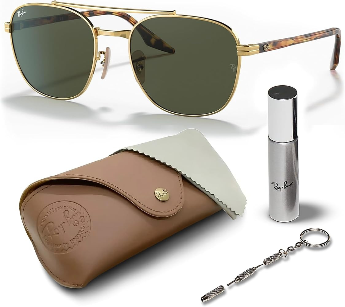 Ray-Ban RB3688 Square Shape Sunglasses With Eyewear Kit Bundle - Adjustable Nose Pads - Ideal For... | Amazon (US)