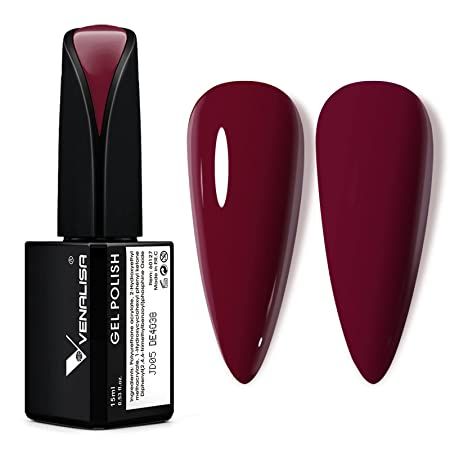 VENALISA 15ml Gel Nail Polish, Claret-Red Color Soak Off UV LED Nail Gel Polish Nail Art Starter ... | Amazon (US)