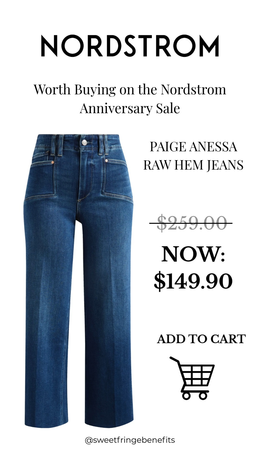 The PAIGE Anessa Raw Hem Jeans are one of my top Nordstrom Anniversary Sale picks! The flattering high-rise fit and subtle utility pockets give these jeans a modern look while still feeling timeless. They’re the kind of premium denim you’ll wear for years, and they’re over $100 off during the sale.

💡 LTK MADE EASY
❤️ Heart = Support my posts!
🔖 Save = Get sale & restock alerts
📋 Lists = Keep favorites organized
📲 Share = Send lists and products to a friend. Hello, Christmas List!
💬 Comment = Ask me anything about what I’m wearing.:-) 

 #LTKootd #LTKOver40 #LTKSaleAlert