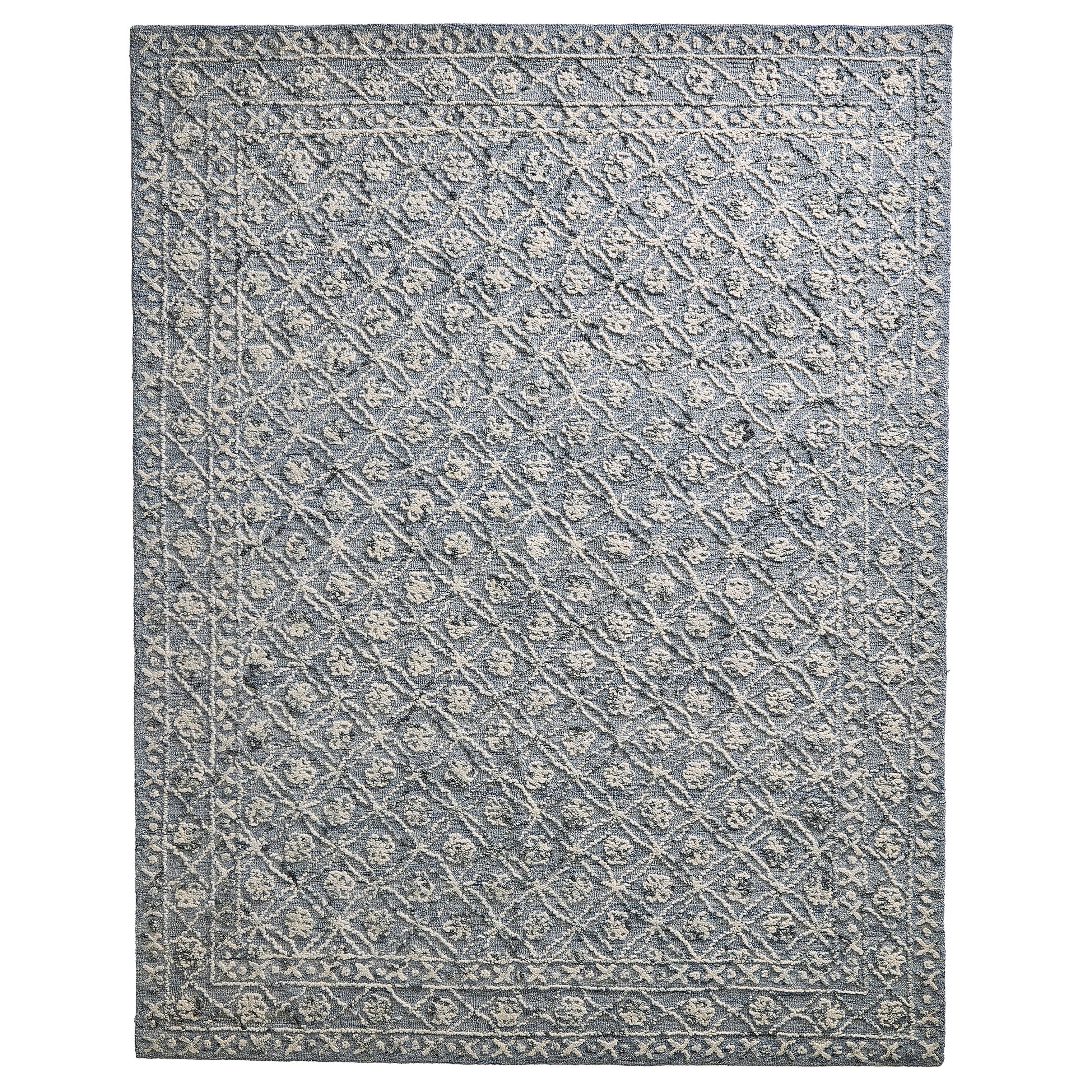 Better Homes & Gardens Blue/Silver Floral Trellis Indoor Area Rug, 8' x 10' | Walmart (US)