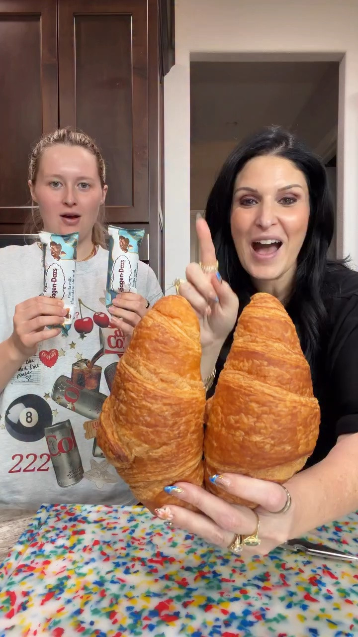 I’ve seen sooooo many videos of people shoving ice cream inside a croissant 🥐 We have no idea who the original creator is… let’s try it fam! #croissant #icecream #foodreview