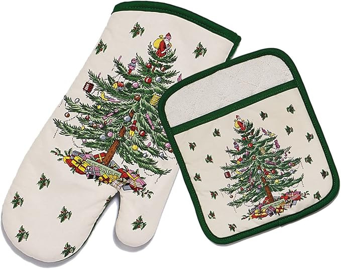 Spode - 2pc Kitchen Set, Matching Oven Mitt & Pot Holder, Holiday Home Decor (Spode Christmas Tre... | Amazon (US)