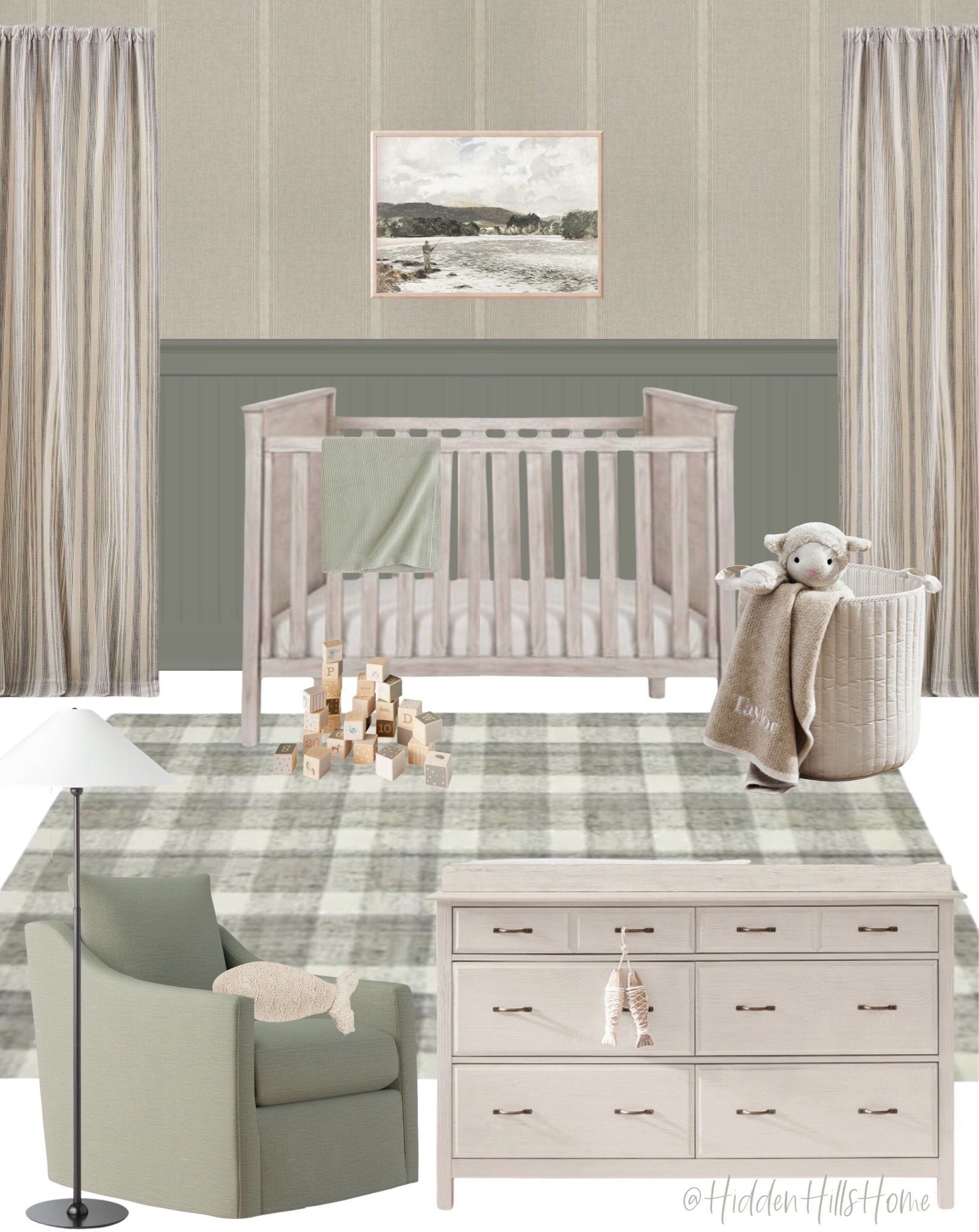 Green neutral nursery mood board, baby room design ideas, wall color SW Evergreen Fog #modern-transitional 



#LTKHome #LTKBaby #LTKSaleAlert
