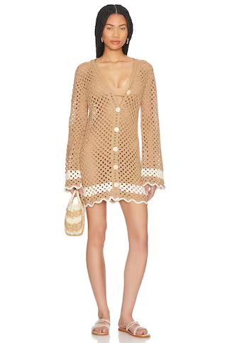 LPA Lanita Crochet Mini Dress in Tan & Ivory from Revolve.com | Revolve Clothing (Global)