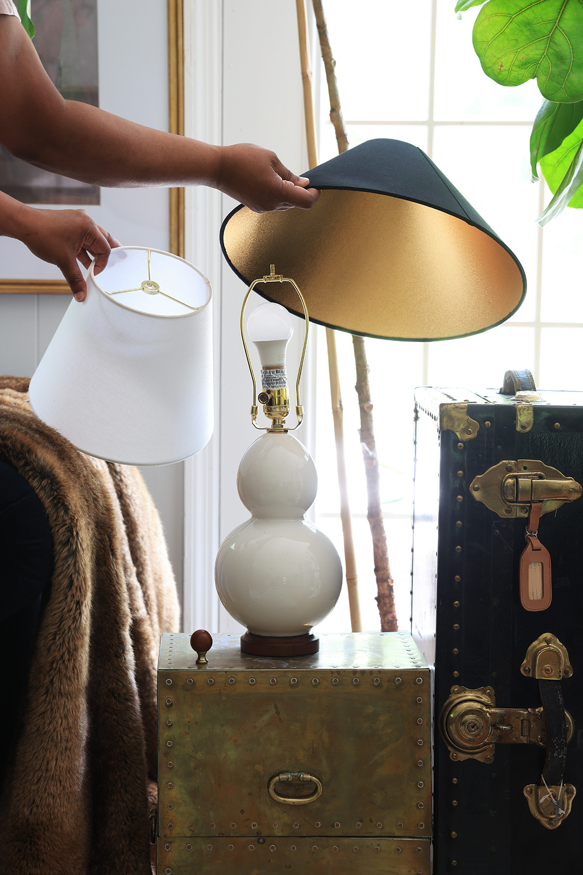 Stylish black and gold empire lampshade swap | Classic Ralph Lauren lamp with a new shade for an even better final result 

 #LTKHome