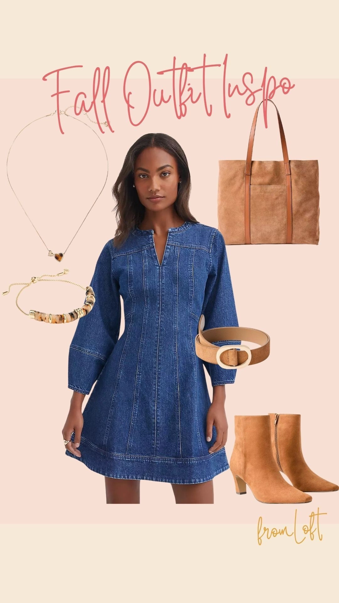 Fall outfit inspiration from Loft! This denim dress is the perfect mix of casual and chic, easy to dress up or down. Pair it with suede ankle boots, a leather belt, and a neutral tote for a timeless fall look.

#LTKSaleAlert #LTKStyleTip #LTKSeasonal