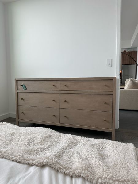 New dresser from crate and barrel is absolutely gorgeous and has SO much space, soft close drawers, gold hardware. She’s perfect ✨