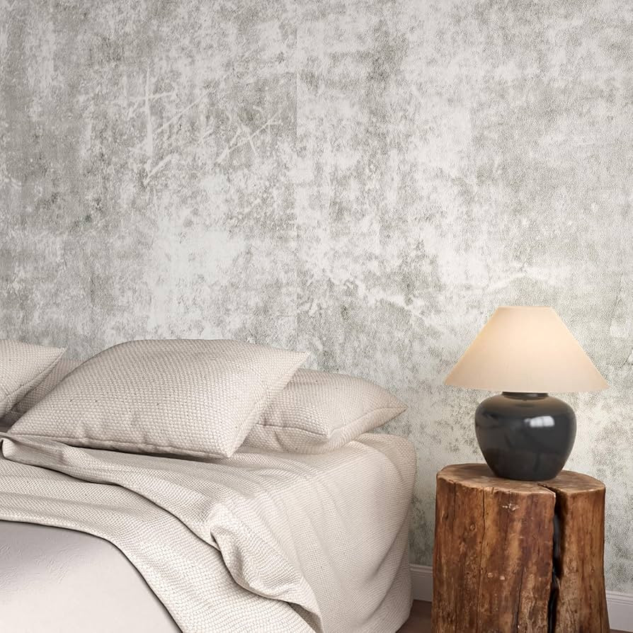 Livelynine Limewash Concrete Wallpaper Peel and Stick Cement Wall Paper for Bedroom Dorm Room Lig... | Amazon (US)
