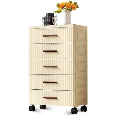 Mobile Angled Storage Cabinet with Wheels -5 Plastic Drawer Organizer for Bedroom, Living Room, Office,Beige | Target