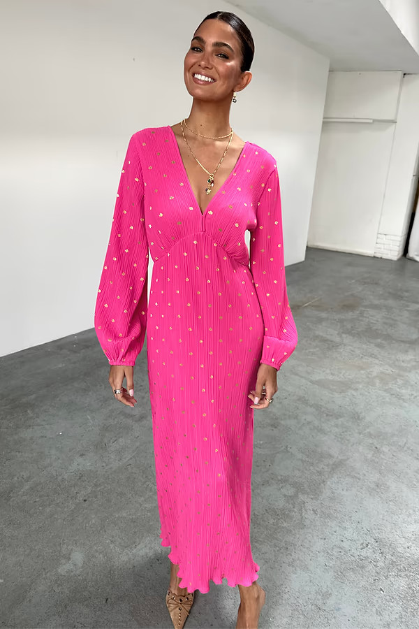 Pink Plisse Emma Dress | Never Fully Dressed (UK & IE)