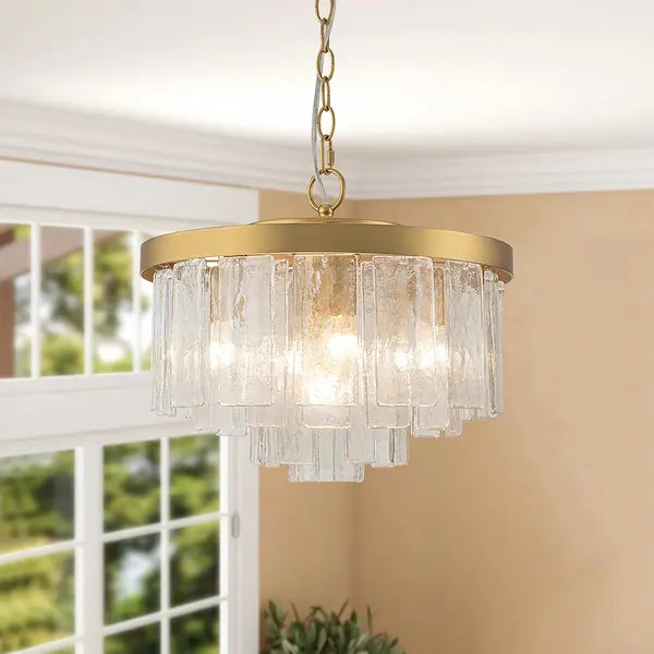 5-Light Tiered Water Glass Round Semi Flush Chandelier - Bed Bath & Beyond - 41442200 | Bed Bath & Beyond
