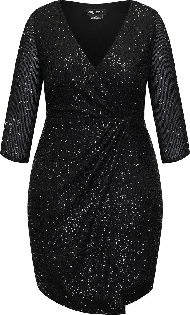 Razzle Sequin Faux Wrap Dress | Nordstrom