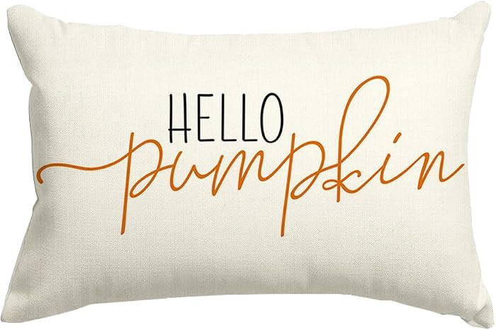 Fall Pillow Covers 12x20 Inch,Autumn Hello Pumpkin Pillows Decorative Throw Pillows,Lumbar Outdoo... | Amazon (US)