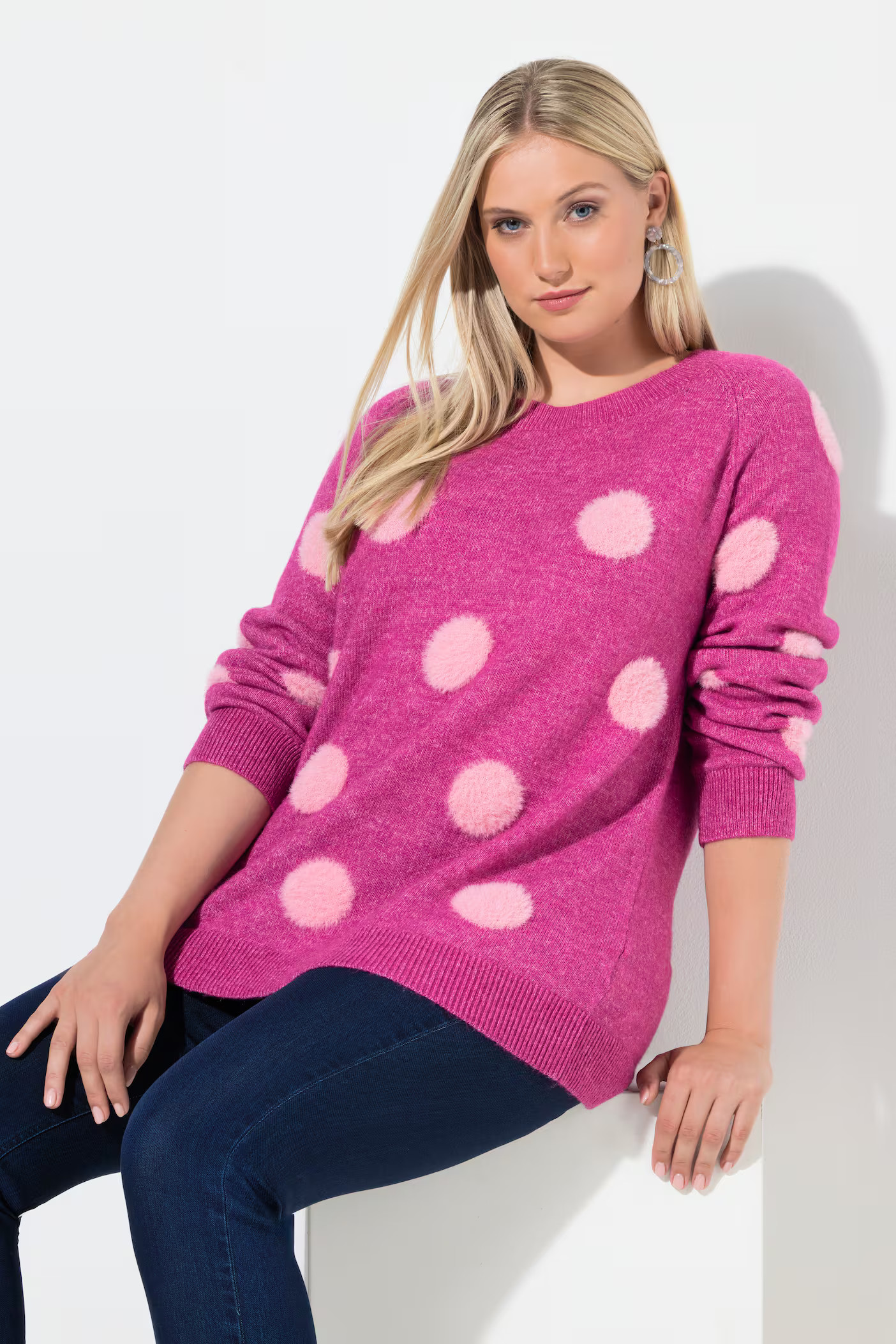 Fluffy Polka Dot Sweater | Ulla Popken - US
