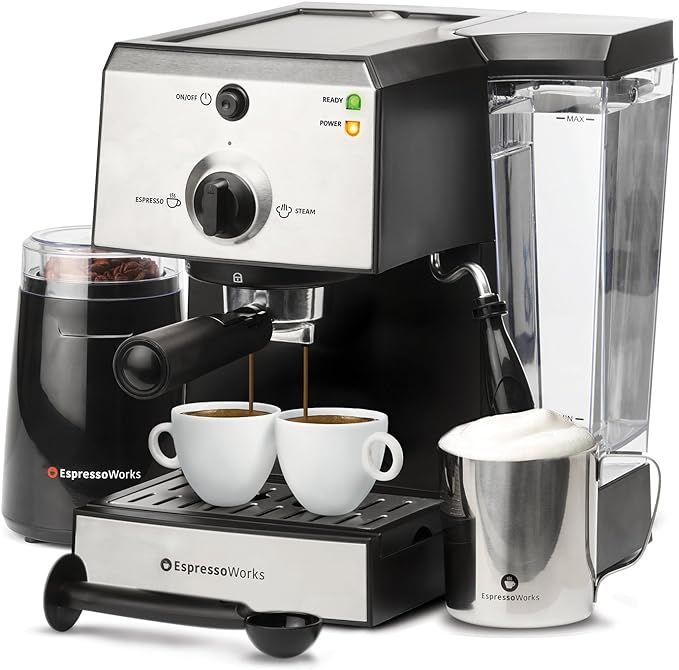 Espresso Machine & Cappuccino Maker with Milk Steamer- 15 Bar Pump, 7 Pc All-In-One Barista Bundl... | Amazon (US)