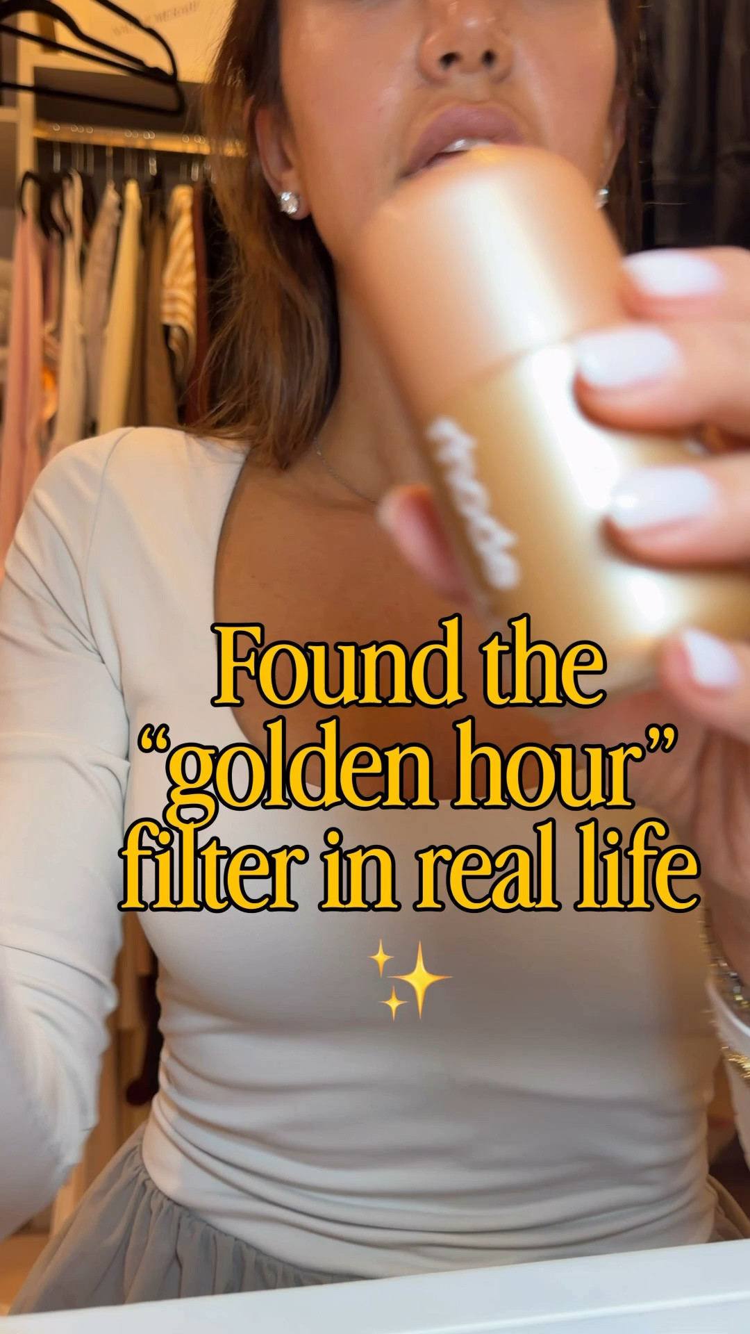 Literally real life golden hour filter : Rhode highlight milk : shade 3, Nars blush highlighter stick you’ll thank me later 😜 @Sephora