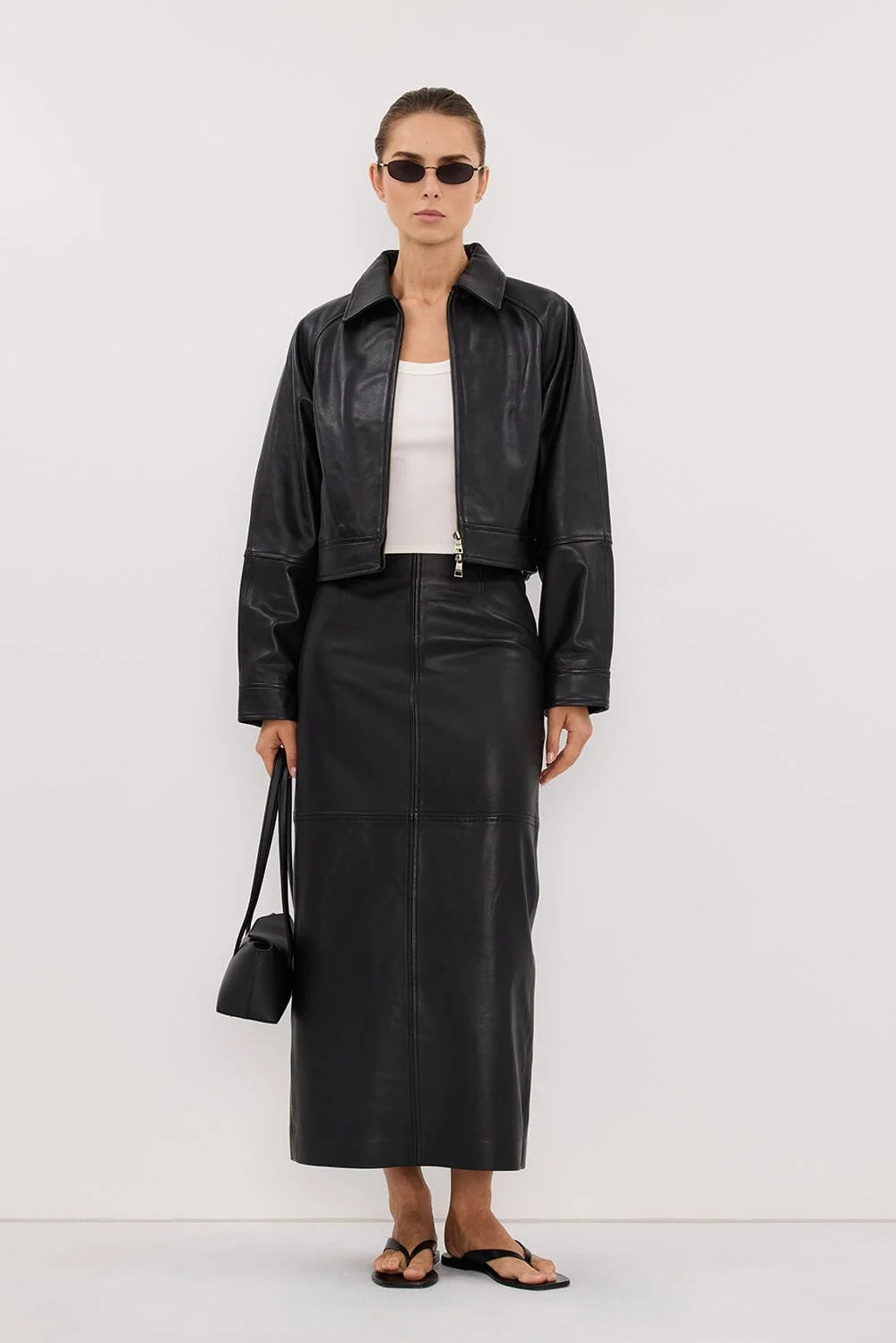 FREYA BLACK CROPPED LEATHER JACKET | DISSH