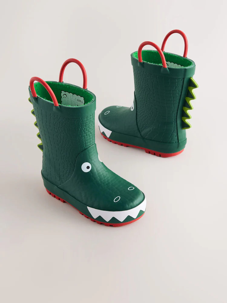 Green Crocodile Handle Pull On Wellies | Next US