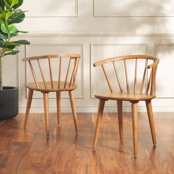 SAFAVIEH Blanchard Solid Wood Dining Chair Set of 2 - 21"W x 21"D x 30"H - Honey | Bed Bath & Beyond