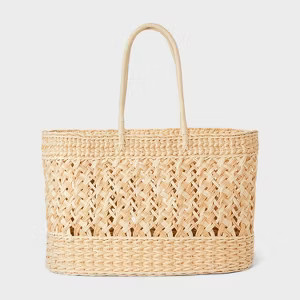 Straw Tote Handbag - Shade & Shore™ Ivory XL: Woven Paper Shell, Structured Shape | Target