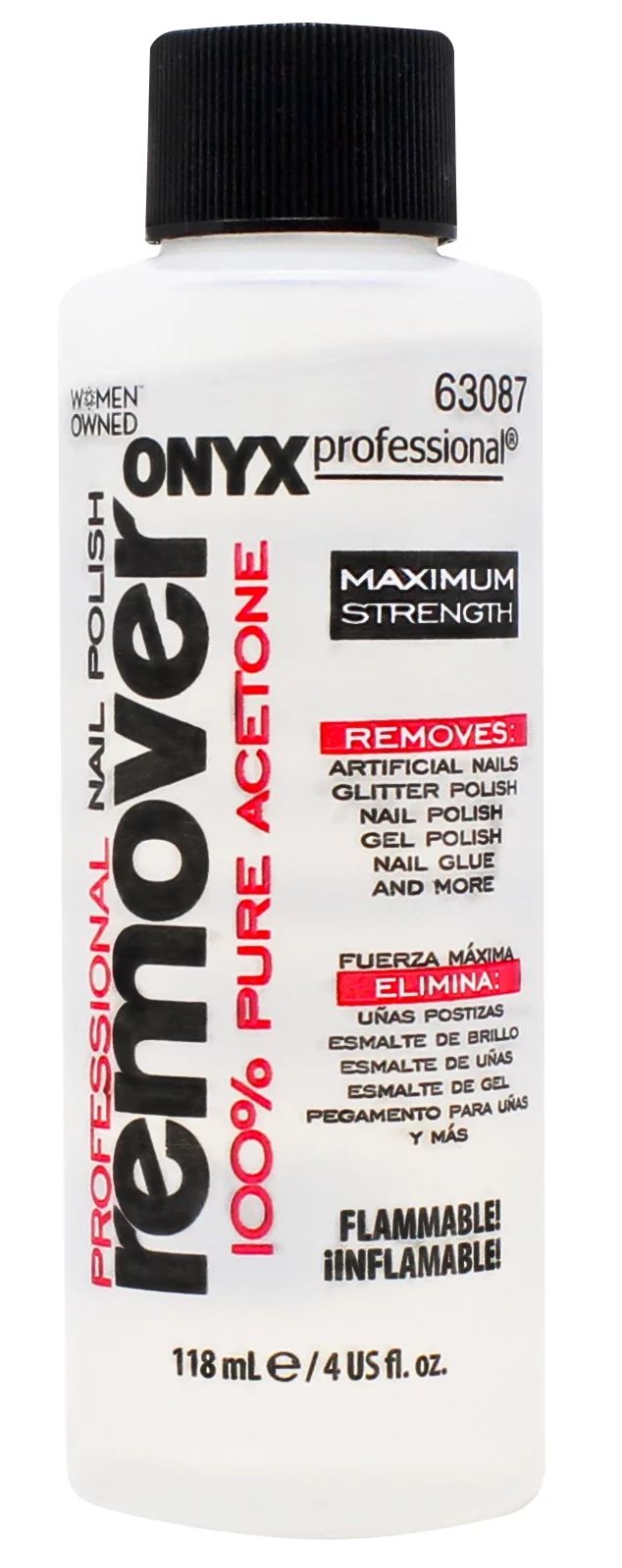 Onyx Professional 100% Pure Acetone Maximum Strength Nail Polish Remover Bottle, 4 fl oz | Walmart (US)