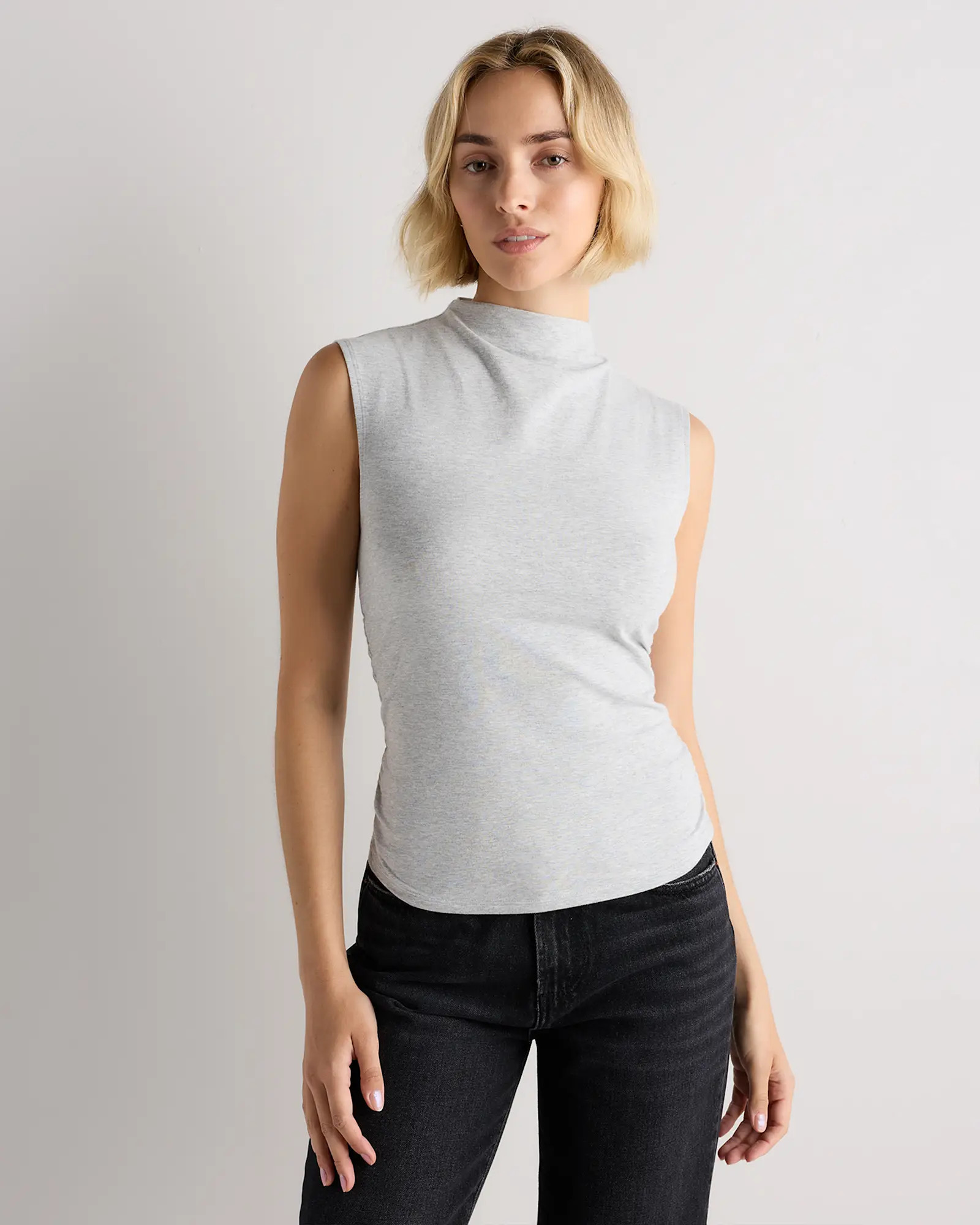 Stretch Cotton Jersey Sleeveless Mock Neck Top | Quince