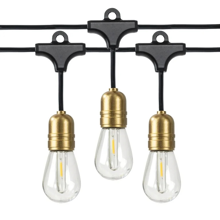 Better Homes & Gardens 10-Light Plug-in Gold Edison Outdoor String Lights | Walmart (US)
