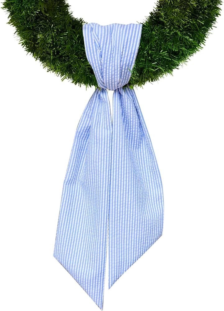 Wreath Sash Seersucker Holiday Blue and White Striped for Front Door

#LTKHome #LTKStyleTip #LTKSaleAlert