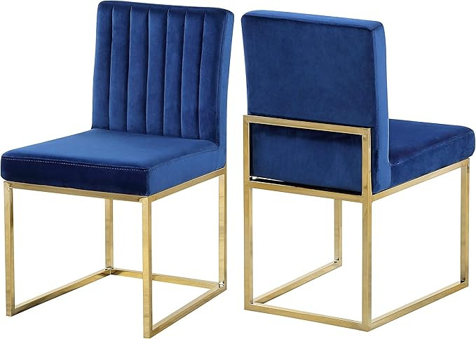 Meridian Furniture Giselle Collection Modern | Contemporary Velvet Upholstered Dining Chair with ... | Amazon (US)