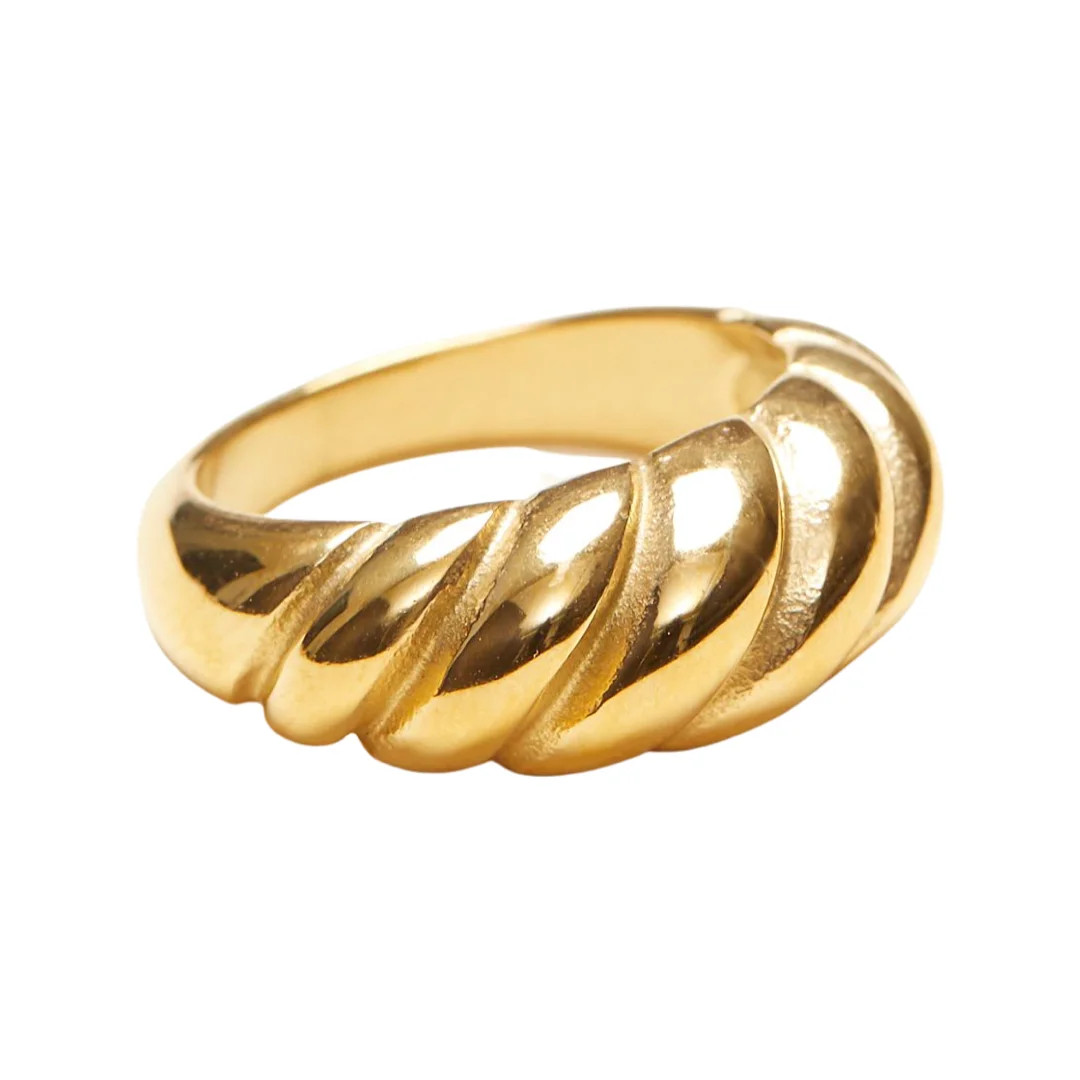 18K Gold Plated Gold Dome Croissant Band Ring, Stackable Ring, Signet Ring, Women Jewelry Minimal... | Walmart (US)