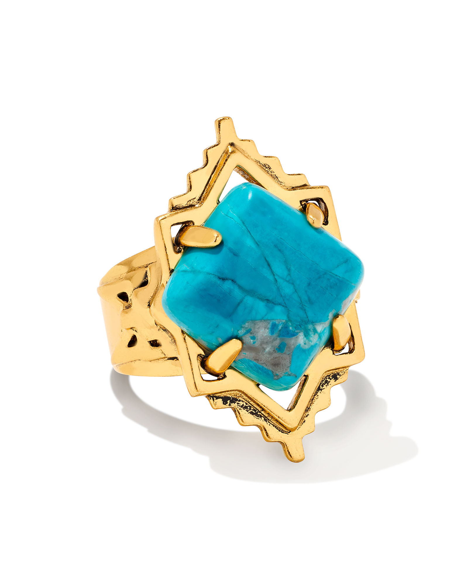 Cass Vintage Gold Cocktail Ring in Teal Howlite | Kendra Scott