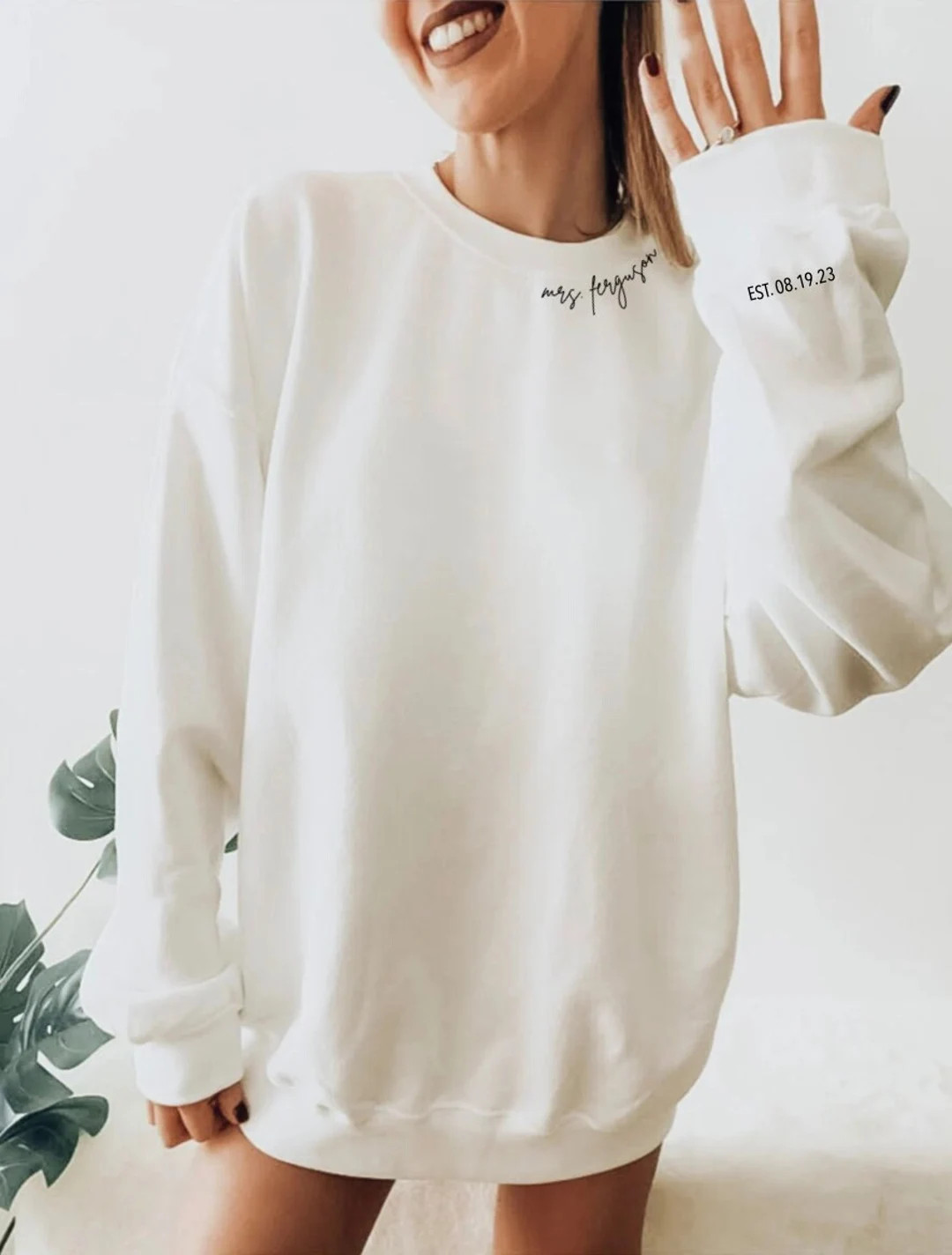 Personalized Mrs Sweatshirt, Bridal Last Name with Date Gift, Bride Personalized Sweatshirt, Enga... | Etsy (US)