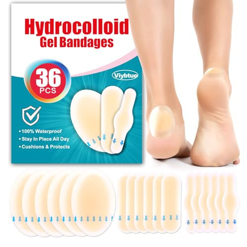 36PCS Hydrocolloid Blister Bandages – Blister Bandages for Feet, Blister Prevention & Recovery – Waterproof Blister Pads & Blister Cushions for Heel, Toe & Foot | Amazon (US)