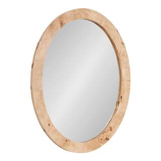 Burlock Natural 22 in. W x 28 in. H Transitional Oval Wooden Framed Mirror | The Home Depot